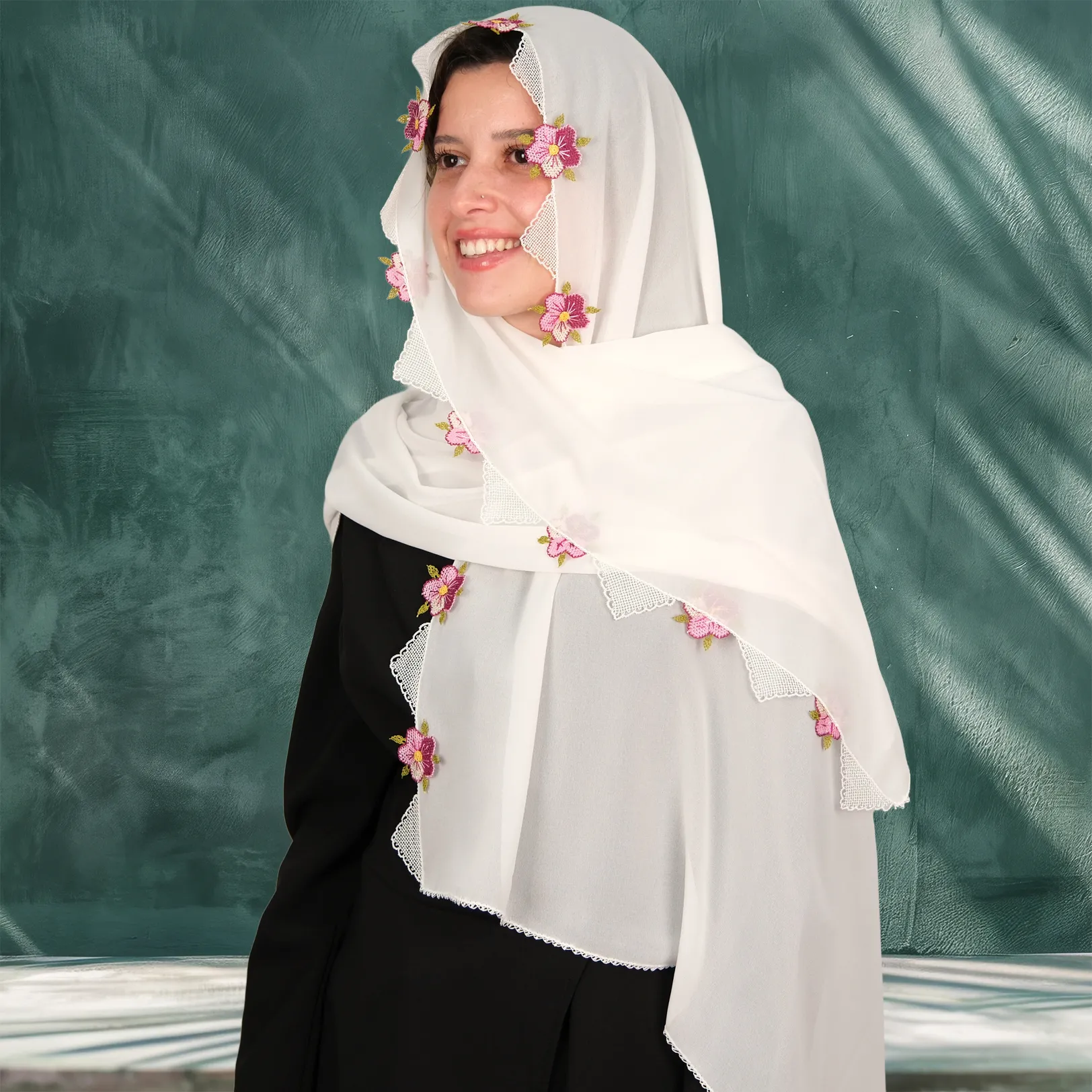 Gönen İğne Oyalı ve Nakış İşlemeli 4'lü Çeyizlik Namaz Seti Resim 10