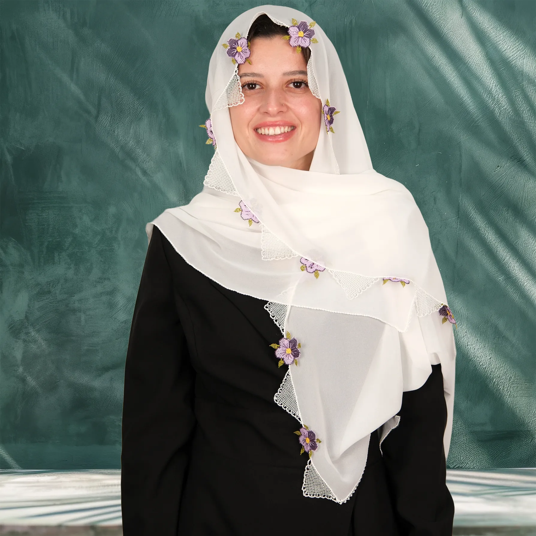 Gönen İğne Oyalı ve Nakış İşlemeli 4'lü Çeyizlik Namaz Seti Resim 13