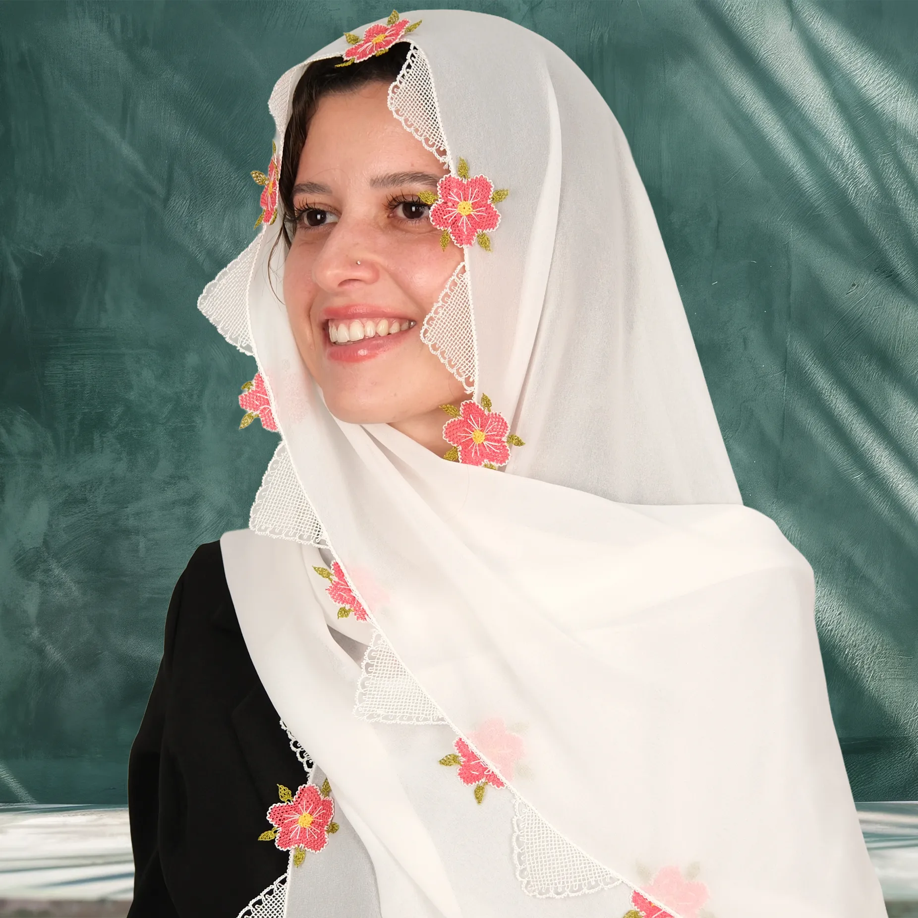 Gönen İğne Oyalı ve Nakış İşlemeli 4'lü Çeyizlik Namaz Seti Resim 20