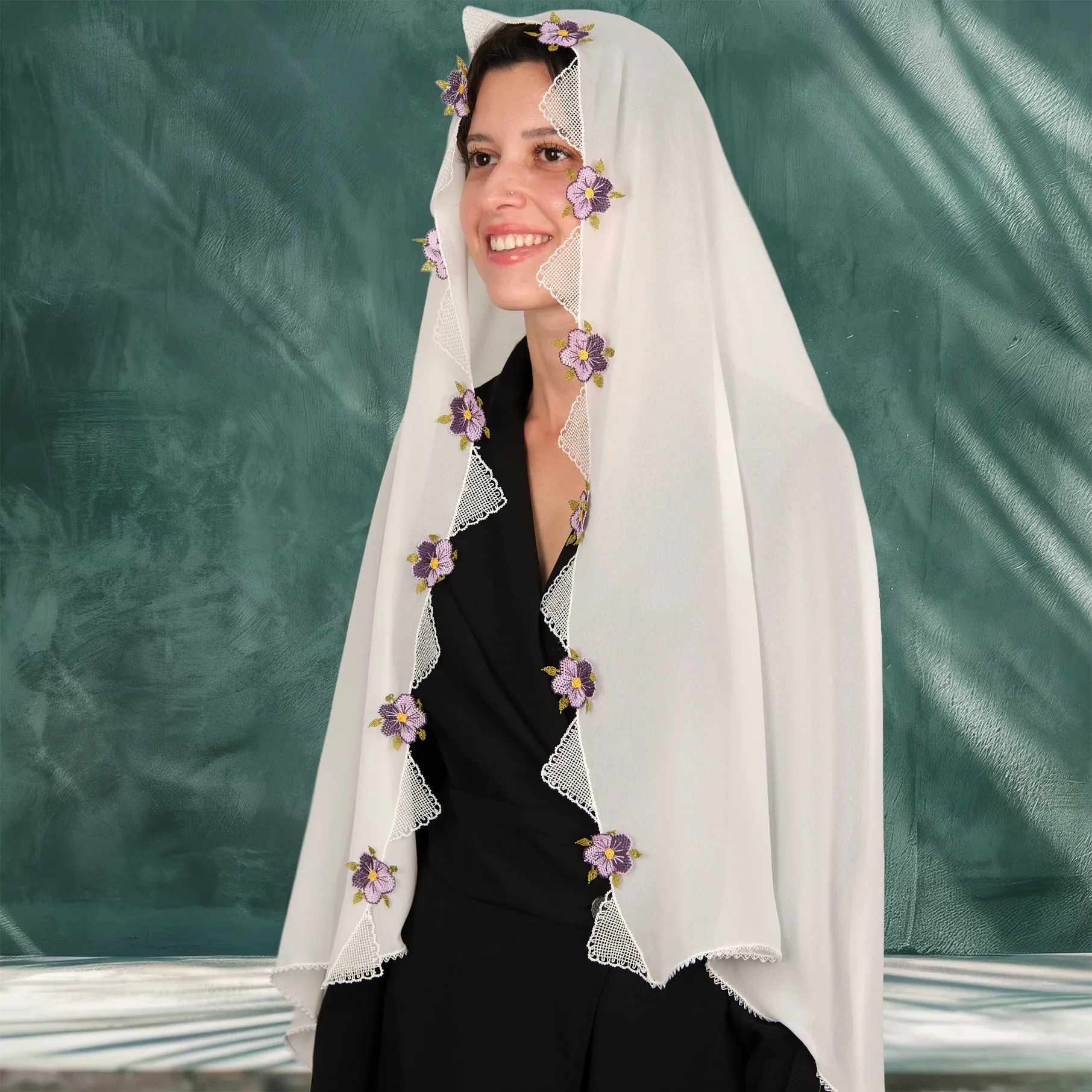 Gönen İğne Oyalı ve Nakış İşlemeli 4'lü Çeyizlik Namaz Seti Resim 5