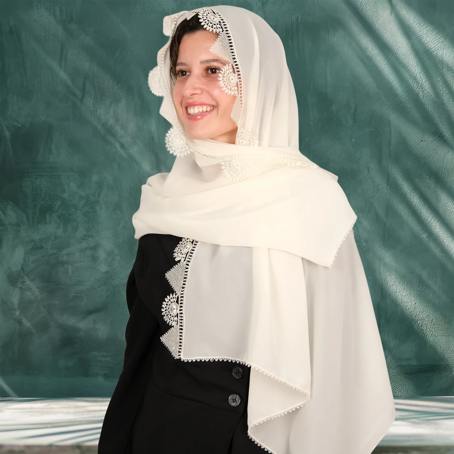 Yarım Ay Motifli İğne Oyası Mevlüt Örtüsü ve Tespih Seti Resim 12